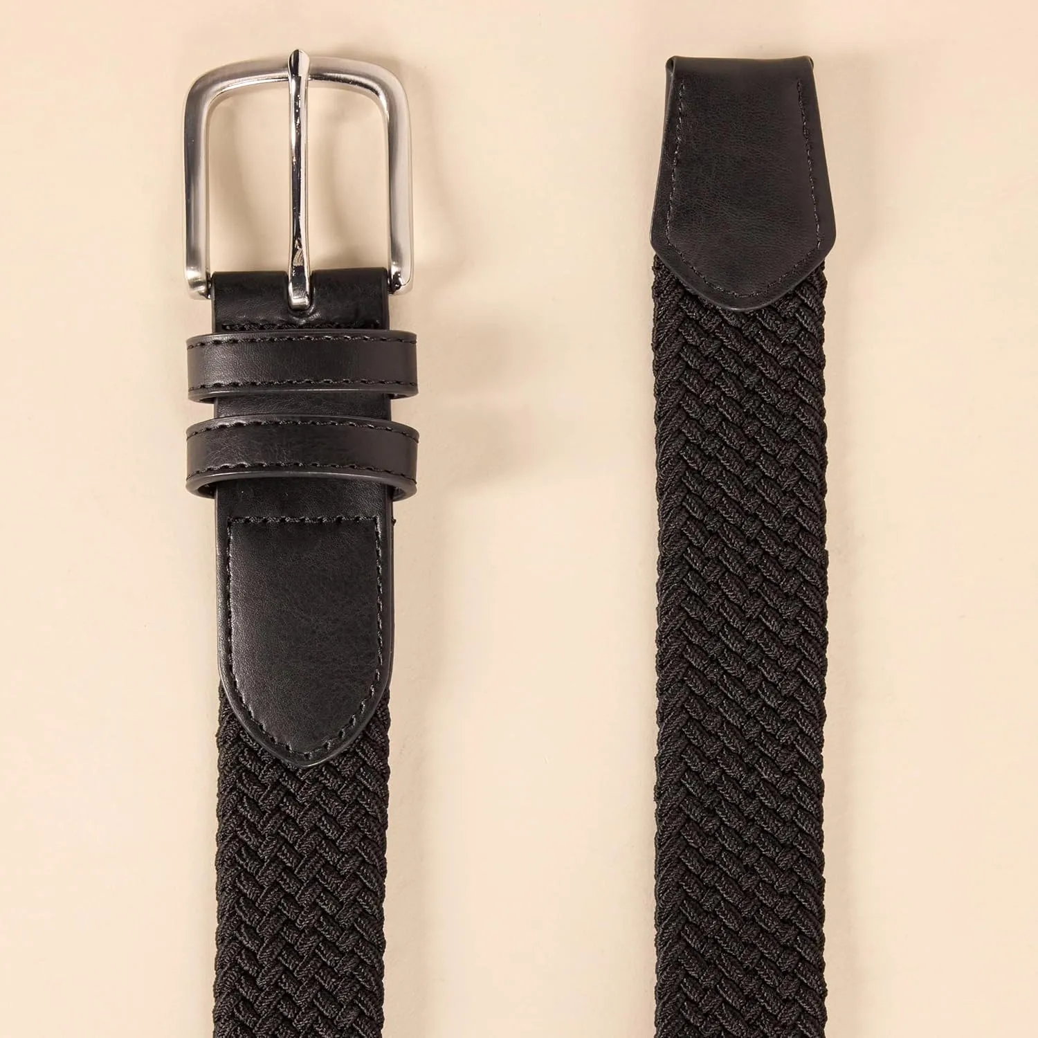 Amazon Essentials Men's Stretch Woven Braid Belt