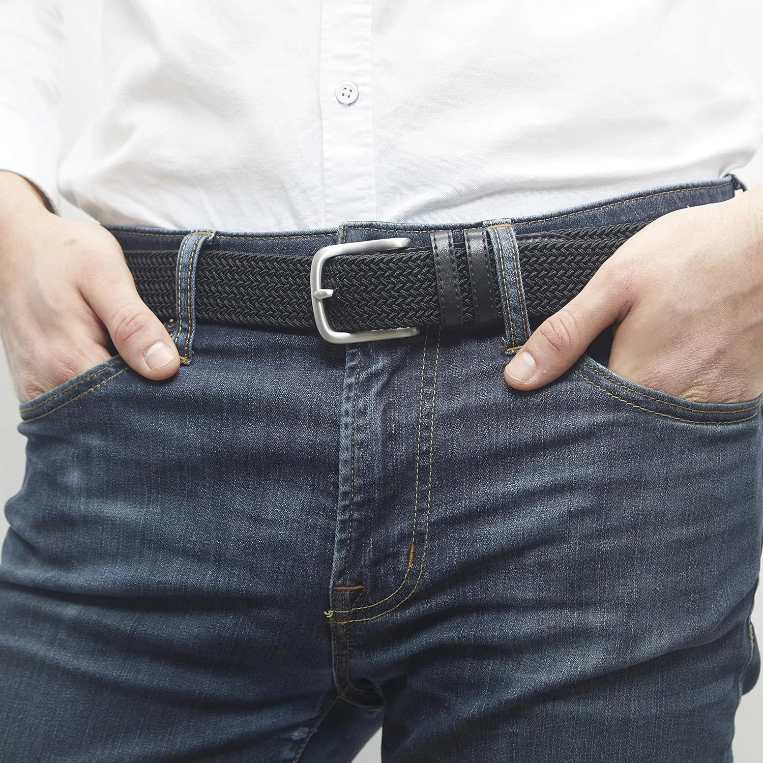 Amazon Essentials Men's Stretch Woven Braid Belt