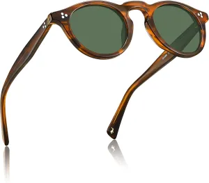 CARFIA Retro Men's Sunglasses Polarized UV400 Protection, Small Round Acetate Italian Luxury Style Driving Shades