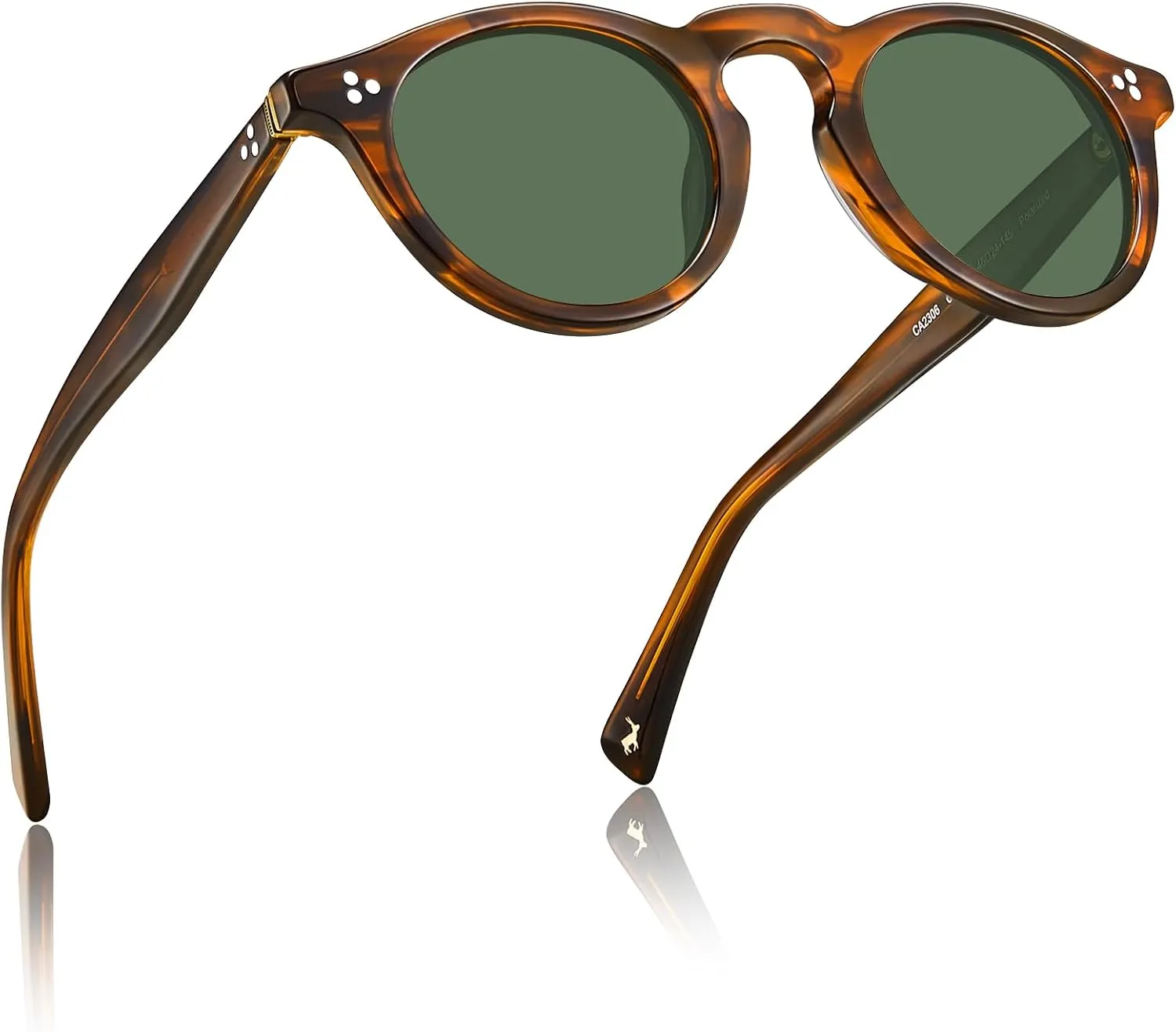 CARFIA Retro Men's Sunglasses Polarized UV400 Protection, Small Round Acetate Italian Luxury Style Driving Shades