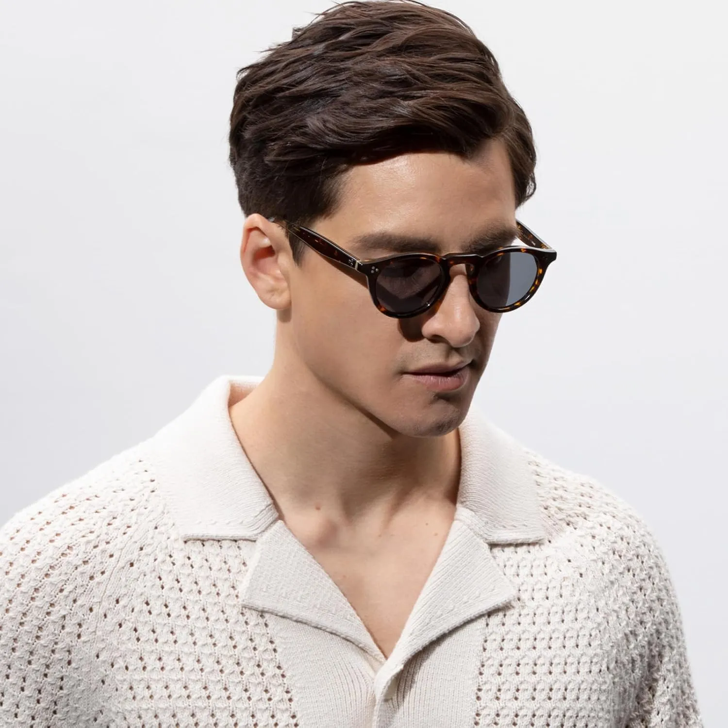 CARFIA Retro Men's Sunglasses Polarized UV400 Protection, Small Round Acetate Italian Luxury Style Driving Shades