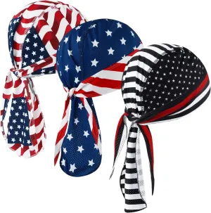 DOCILA 3 Pcs Do Rags for Men Skull Cap Bandana Hat Breathable Helmet Linner Beanie