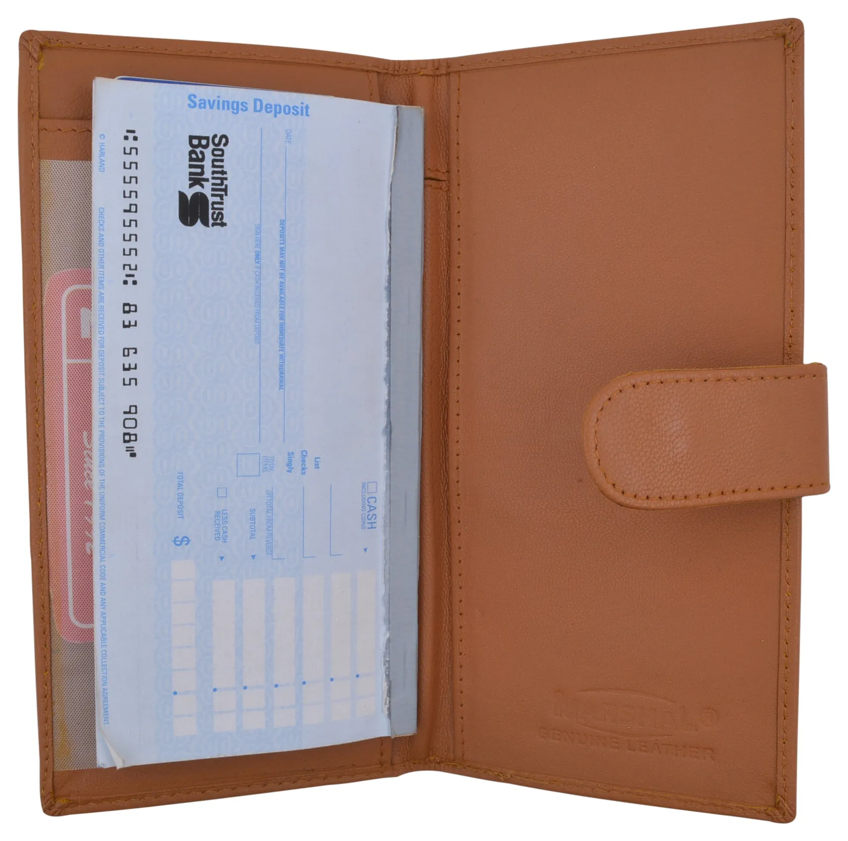 Genuine Leather Basic Checkbook Holder with Snap Closure 157