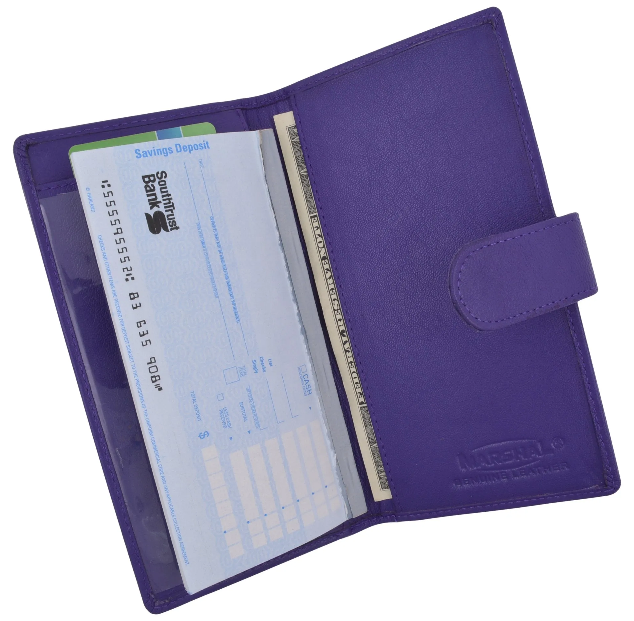 Genuine Leather Basic Checkbook Holder with Snap Closure 157
