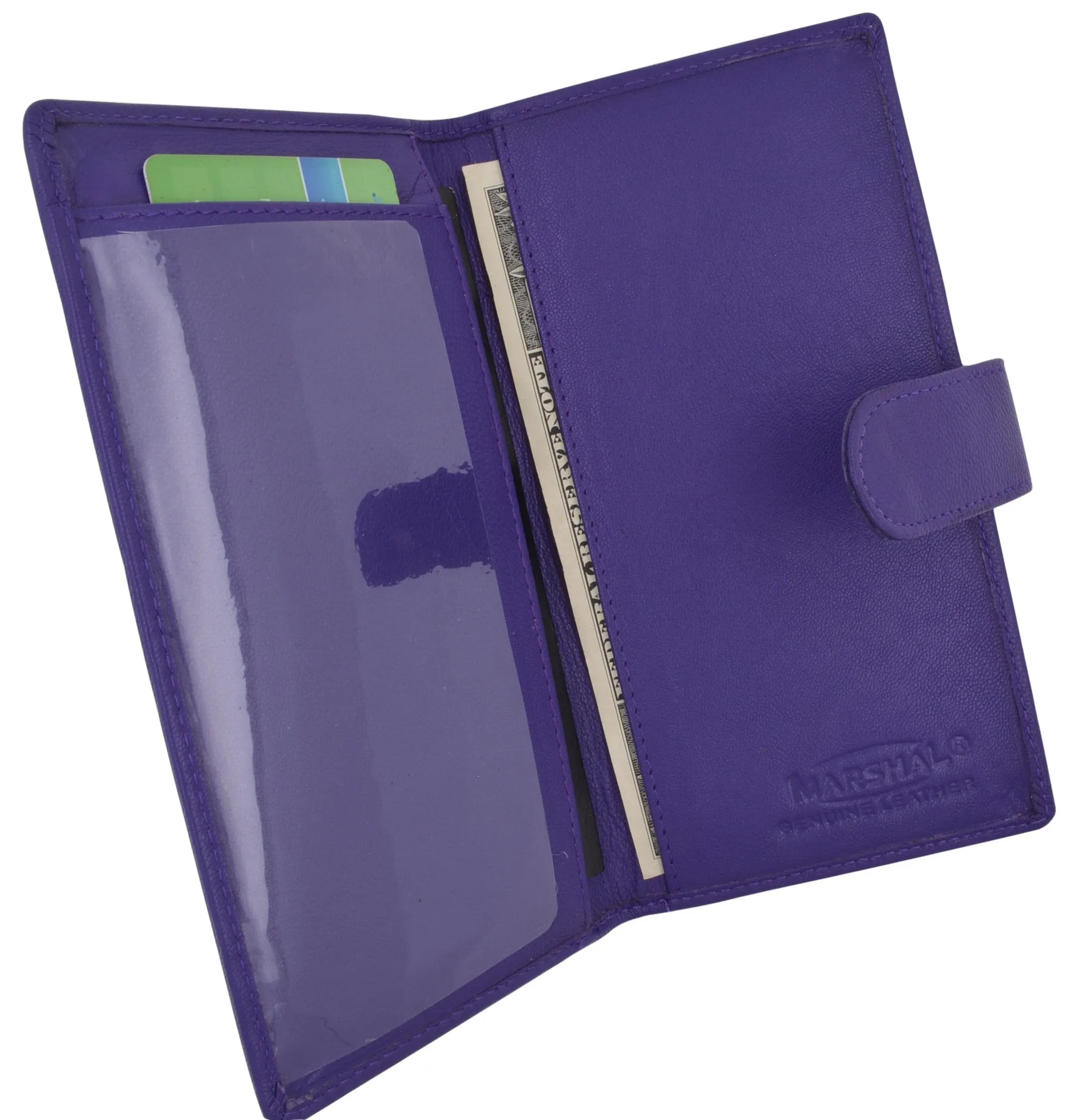 Genuine Leather Basic Checkbook Holder with Snap Closure 157