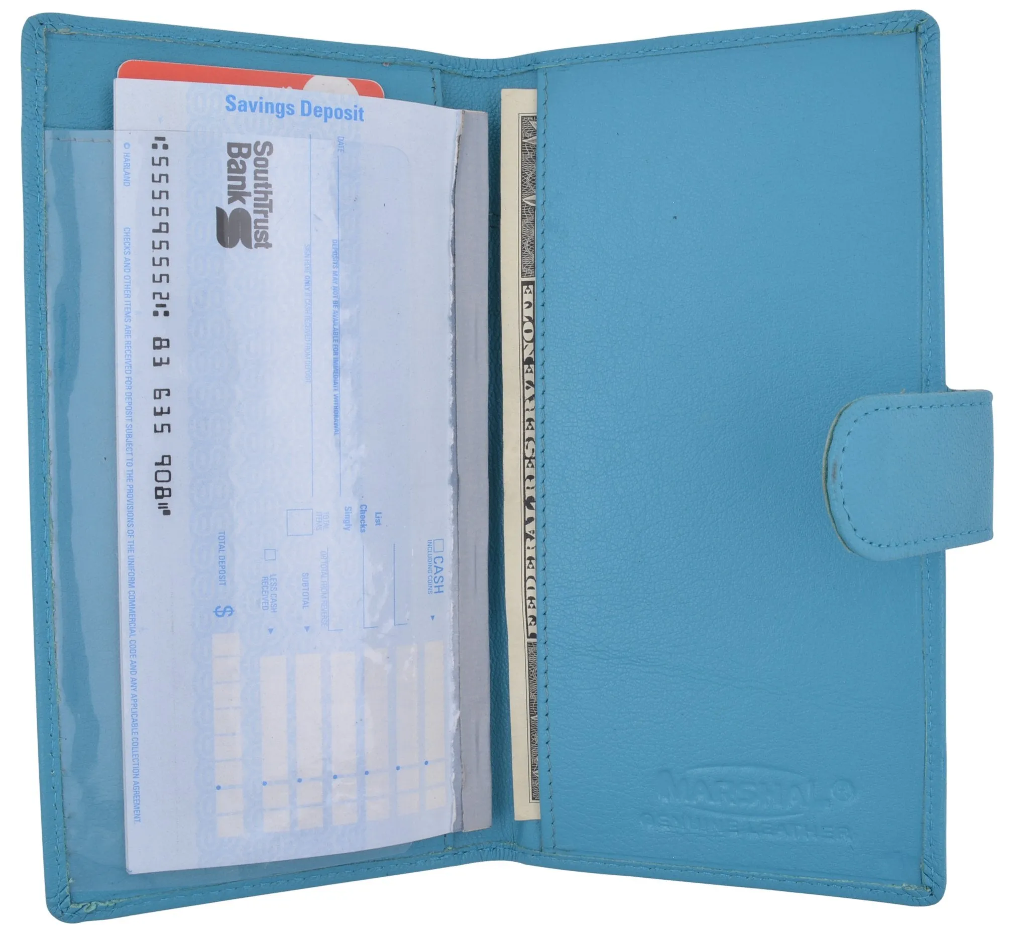 Genuine Leather Basic Checkbook Holder with Snap Closure 157