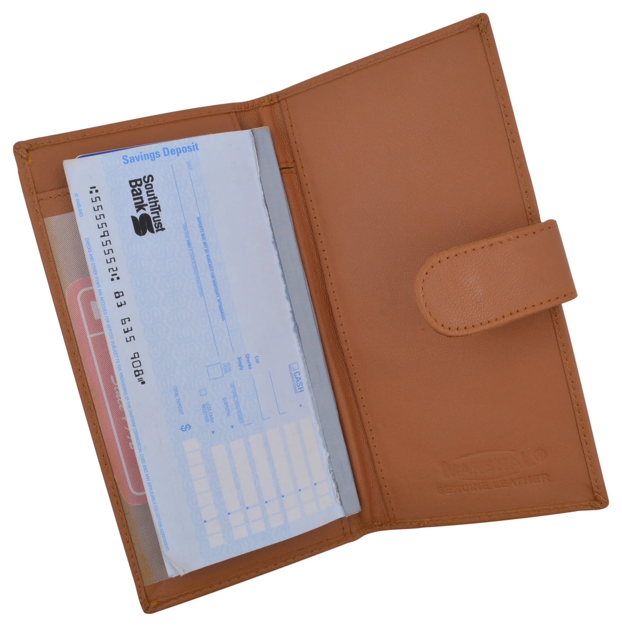Genuine Leather Basic Checkbook Holder with Snap Closure 157