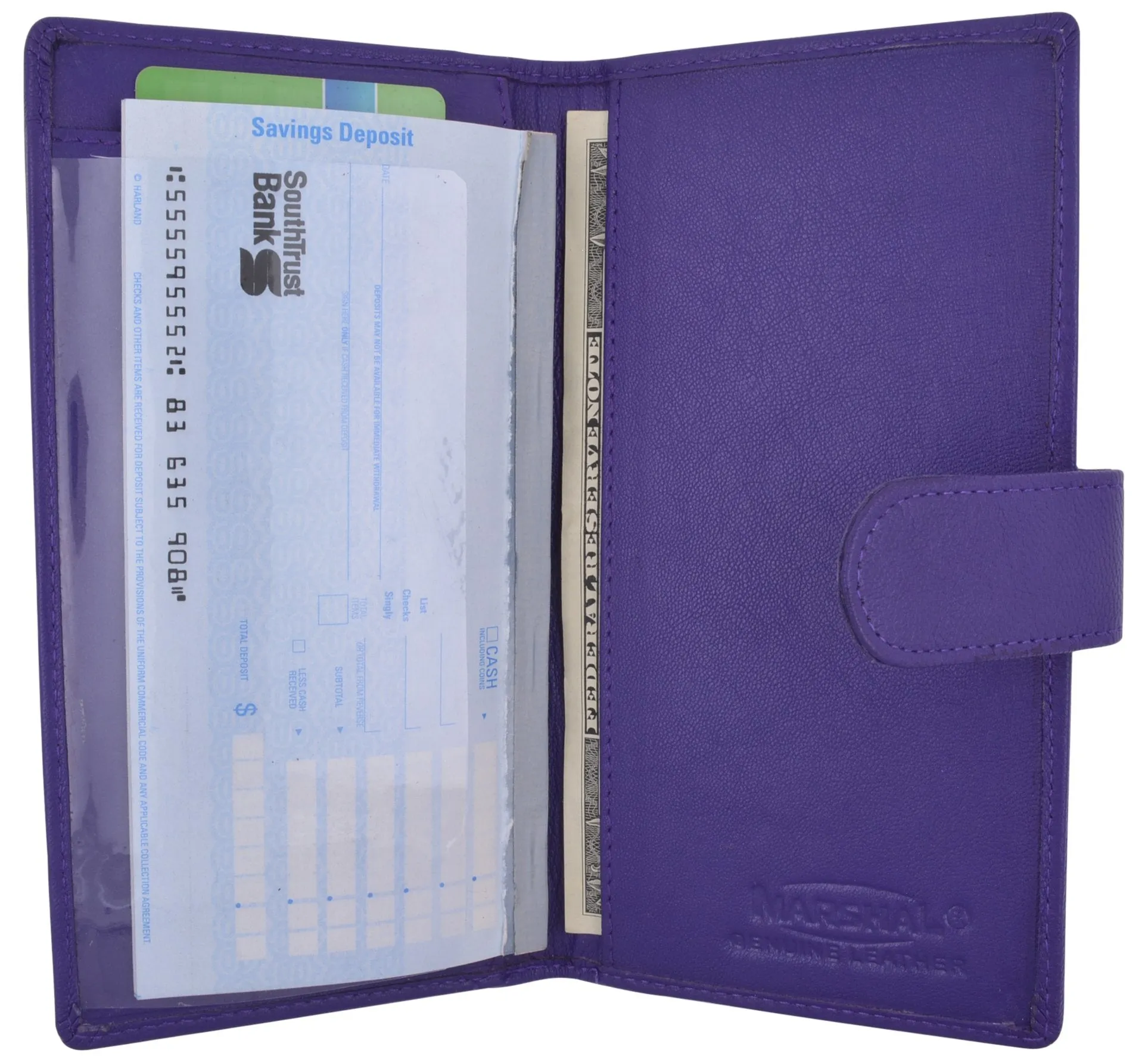 Genuine Leather Basic Checkbook Holder with Snap Closure 157