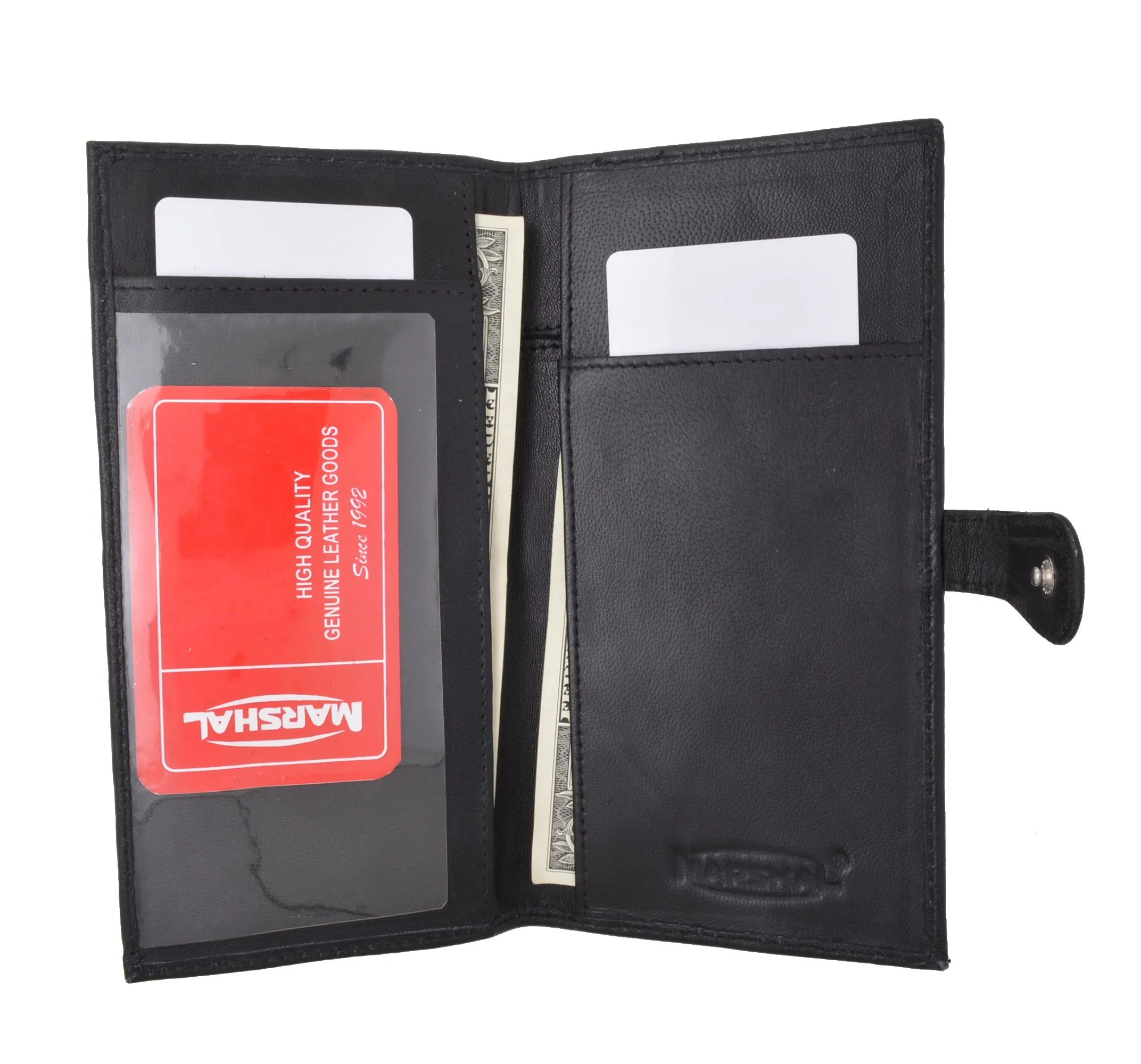 Genuine Leather Basic Checkbook Holder with Snap Closure 157