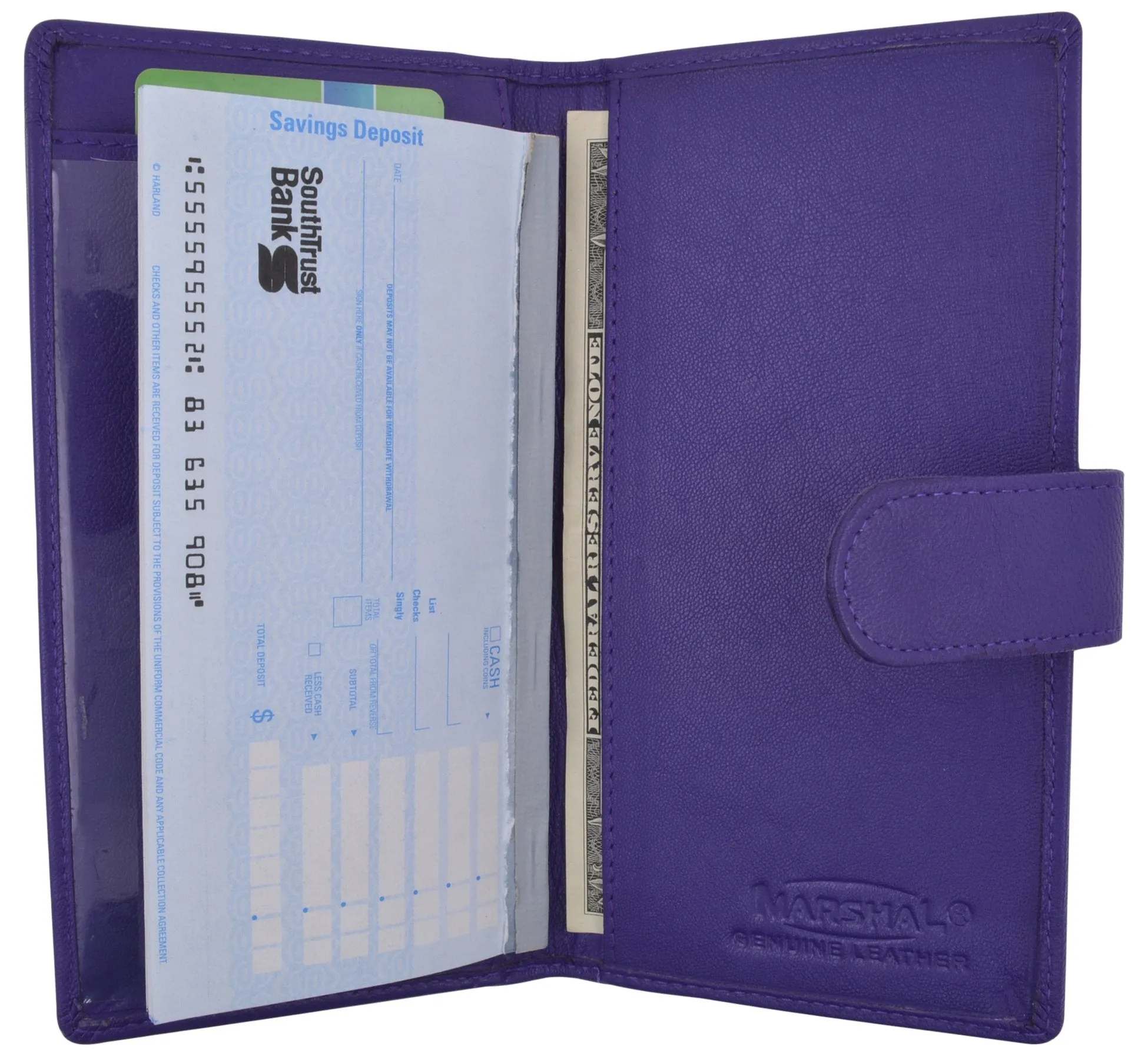 Genuine Leather Basic Checkbook Holder with Snap Closure 157