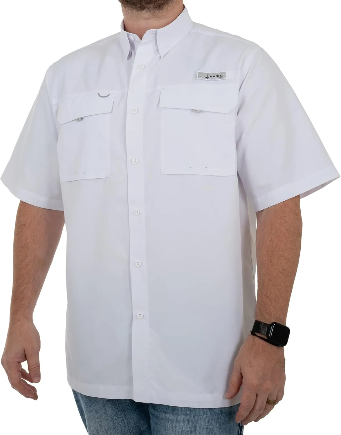 HABIT Men??s Fourche Mountain Short Sleeve River Guide Fishing Shirt - UPF 40  UV Protection