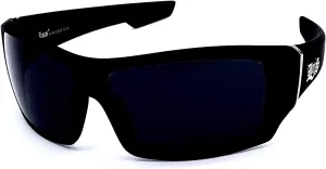 Locs Men's Rectangular Hardcore Wrap 63mm Sunglasses (Matte Black Rubberized Finished)