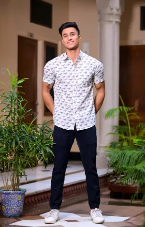 Men White Comfort Opaque Printed Casual Shirt