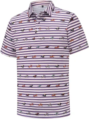 Mens Golf Polo Shirts Short Sleeve Dry Fit Performance Moisture Wicking Casual Funny Golf Polo Shirts for Men