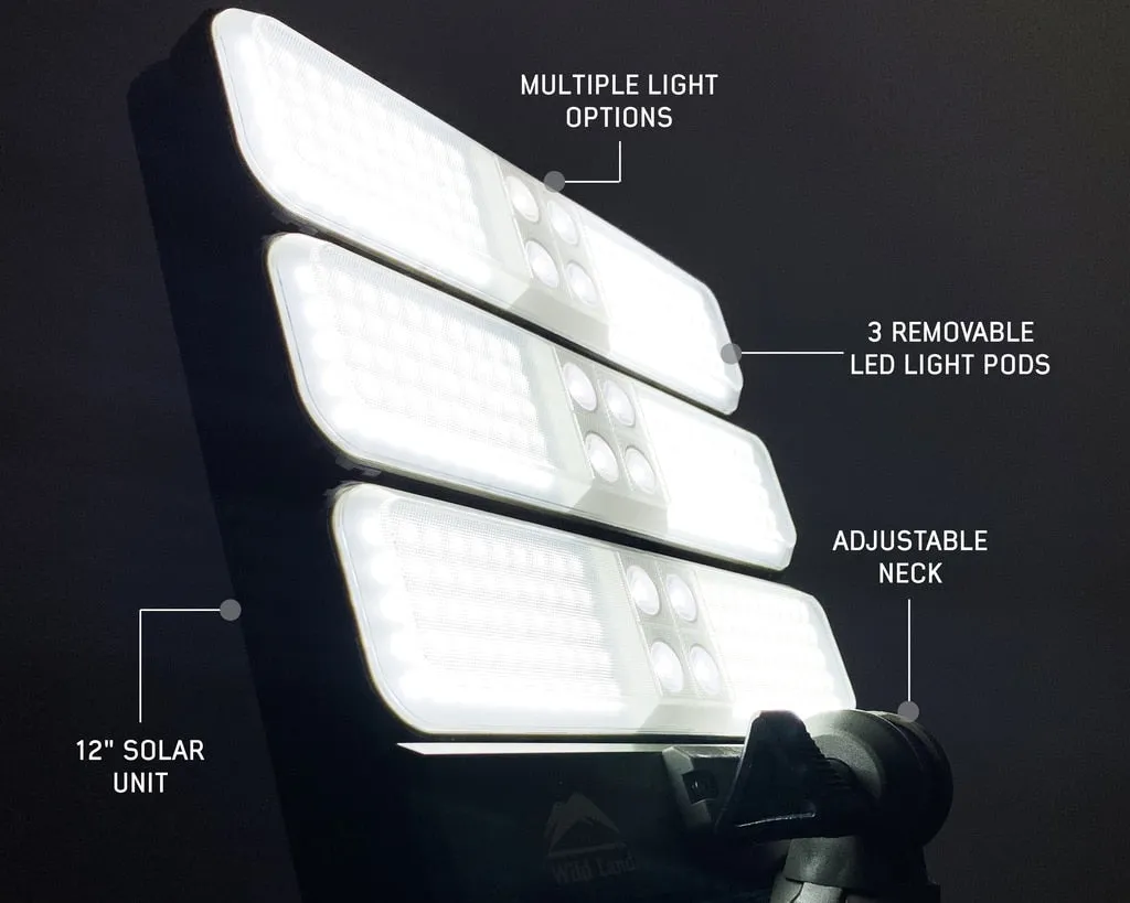 Overland Vehicle Systems Wild Land Camping Gear - ENCOUNTER Solar Powdered Camping Light with Removable Light Pods