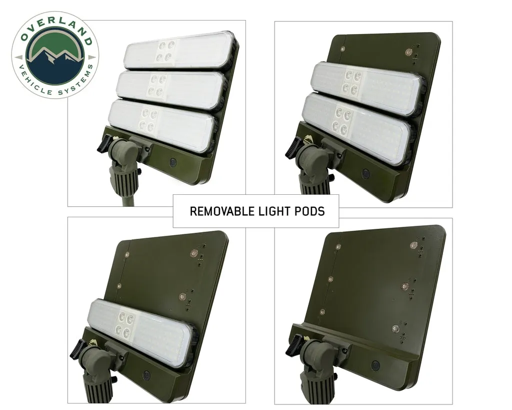 Overland Vehicle Systems Wild Land Camping Gear - ENCOUNTER Solar Powdered Camping Light with Removable Light Pods