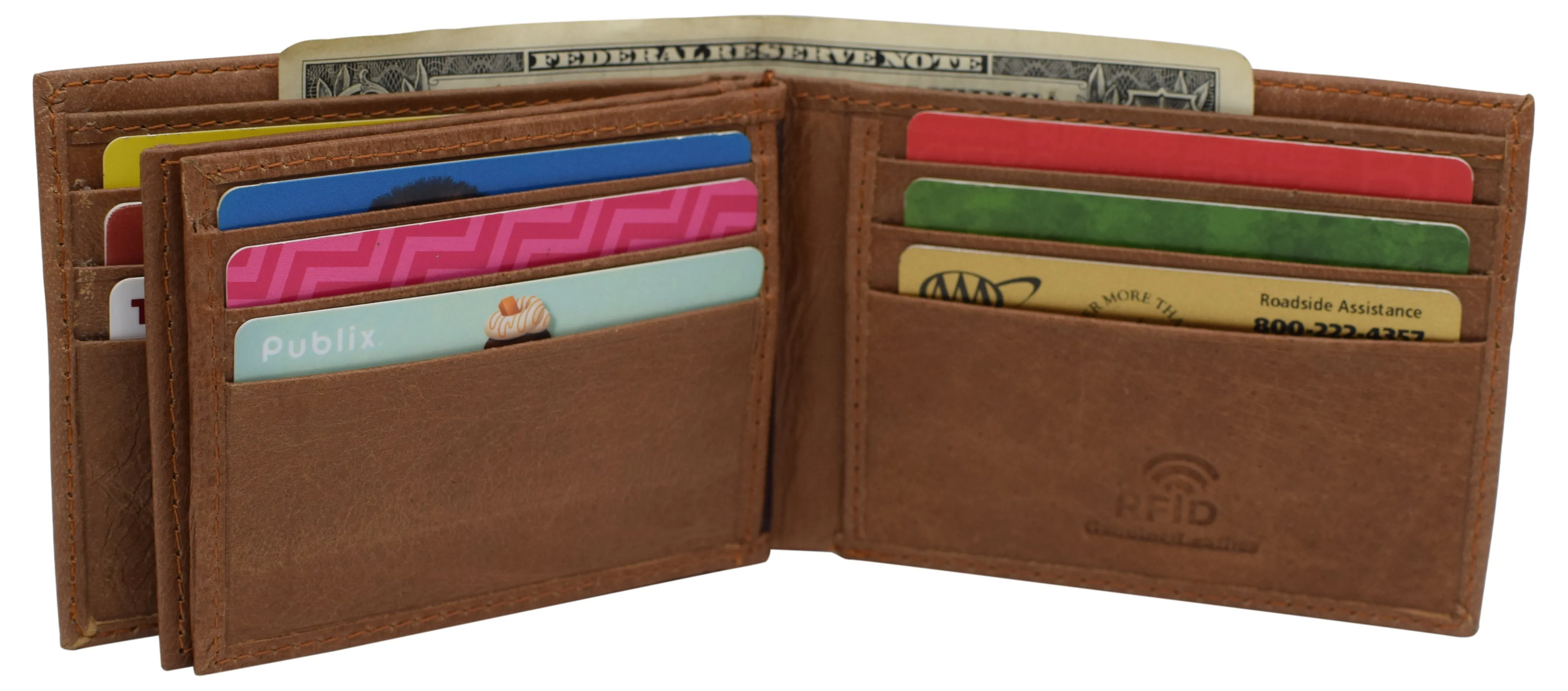 RFID Blocking Premium  Leather Black Men's Multi Card ID Holder Bifold Wallet with Gift Box RFID521852