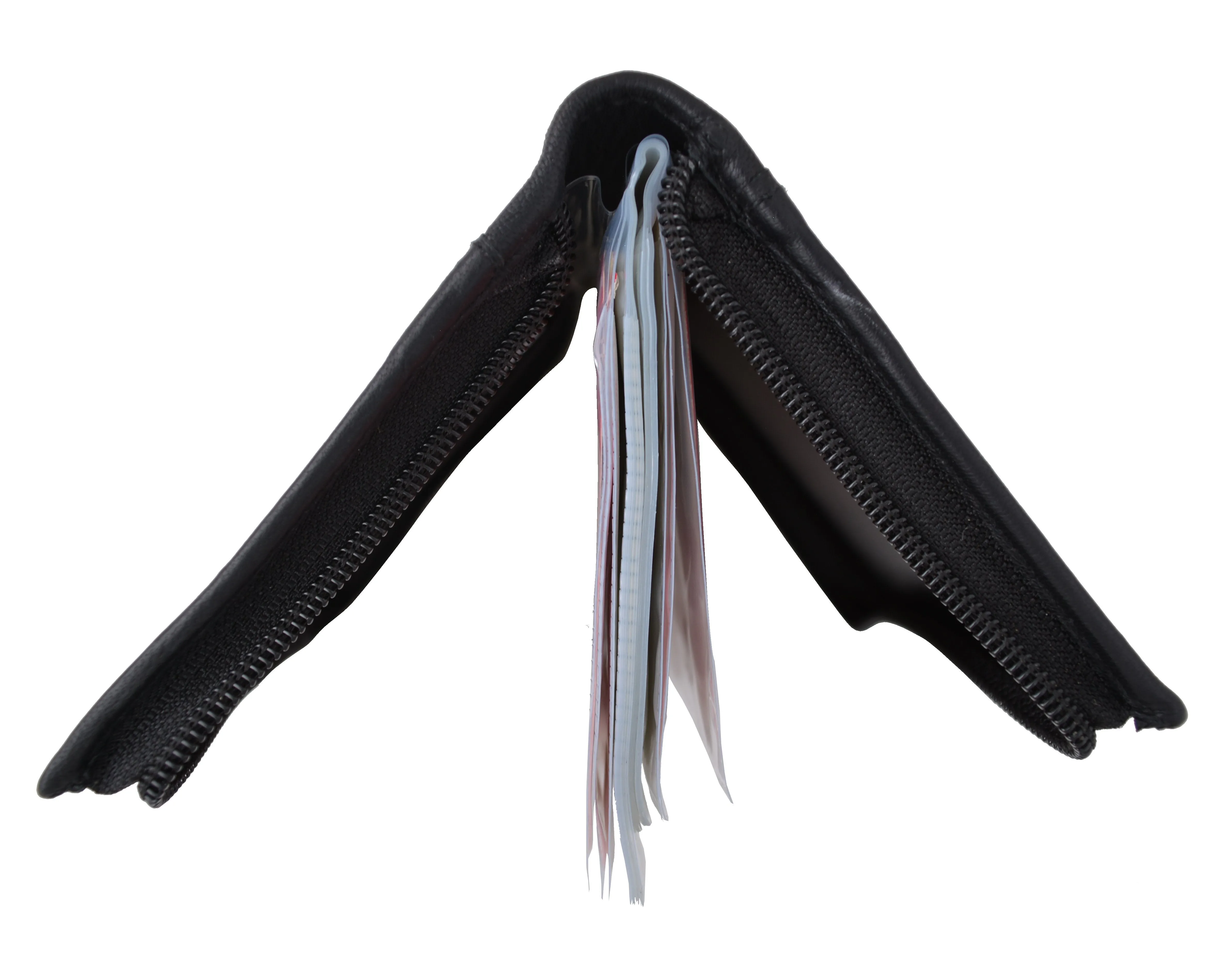 RFID Blocking Soft Genuine Leather Zip-Around Credit Card Holder Wallet RFIDP2670
