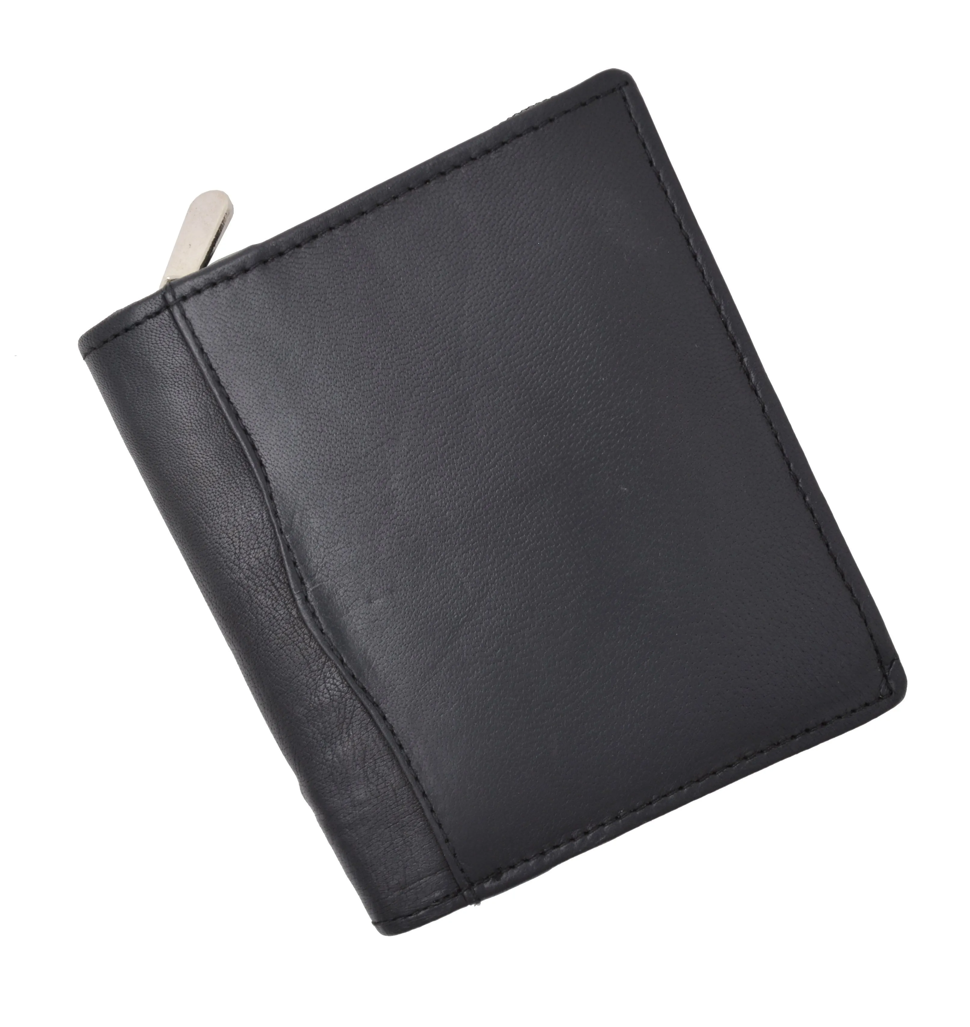 RFID Blocking Soft Genuine Leather Zip-Around Credit Card Holder Wallet RFIDP2670
