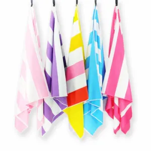 Sand-Proof Beach Towel with Striped Colored Print